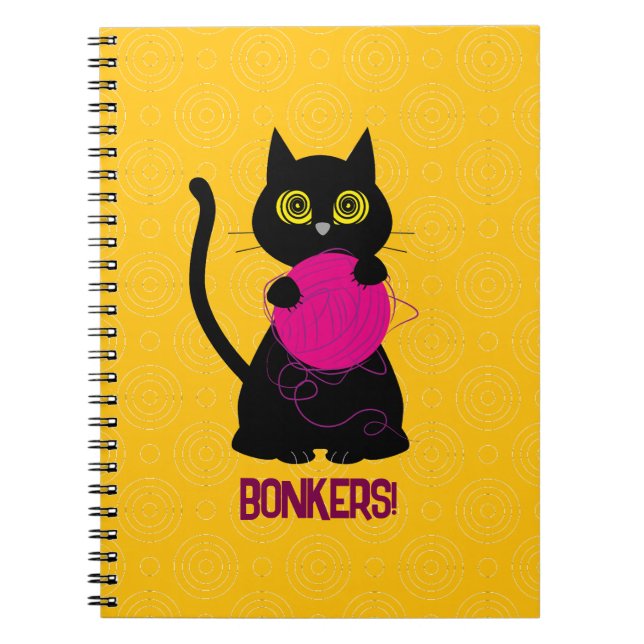 Cuaderno ¡BONKERS! Portátil espiral - 🧶 de punto + Kitty � (Frente)