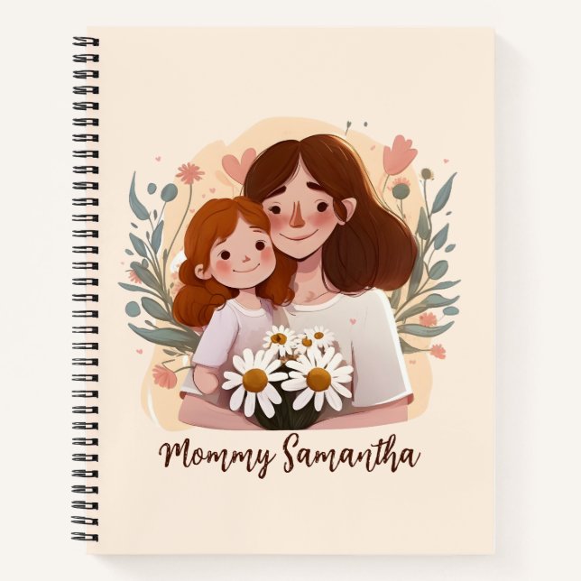 Cuaderno Bono de mamá y hija adorables - Marco floral (2) (Anverso)