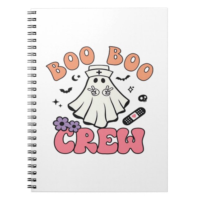 Cuaderno Boo Boo Crew Enfermera a Halloween Fantasma Funny  (Frente)