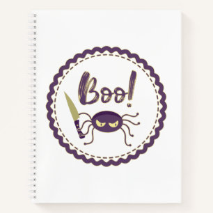 Cuaderno Boo divertido personaje de araña de Halloween mano