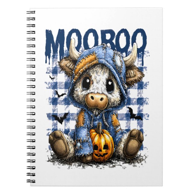 Cuaderno Boo Halloween Spooky Highland Cow (Frente)