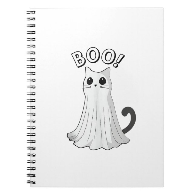 Cuaderno Boo Kitty Cute Gato Fantasma Halloween Spooky Kitt (Frente)