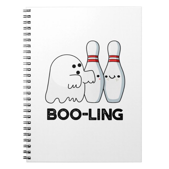 Cuaderno Boo-ling Funny Halloween Bowling Ghost Pun (Frente)