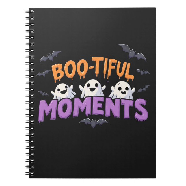 Cuaderno Boo-Tiful Moments Cute Halloween Ghosts and Bats (Frente)