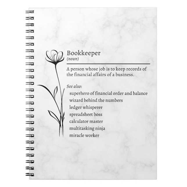Cuaderno Bookkeeper Definition Funny Synonym Photo Notebook (Frente)