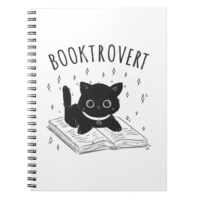 Cuaderno Booktrovert cat con libro y estrellas (Frente)