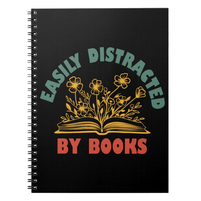 Cuaderno Bookworm Graciosamente Distrado Fácilmente Por Lib (Frente)