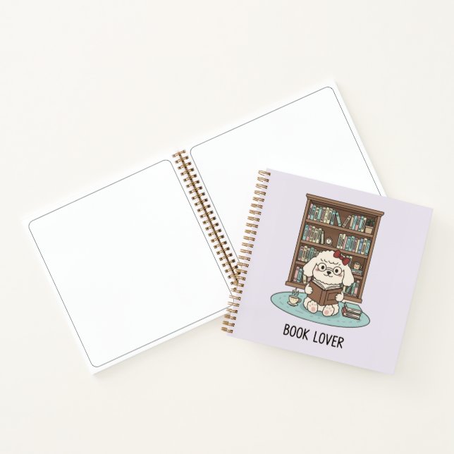 Cuaderno Bookworm Poodle Puppy Pastel Art Sketchbook Vibes (Interior)