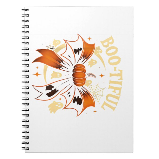 Cuaderno Bootismo divertida Halloween Coquette Bow Pumpkin (Frente)