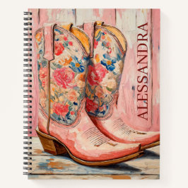 Cuaderno Boots de gallina casera rosa occidental