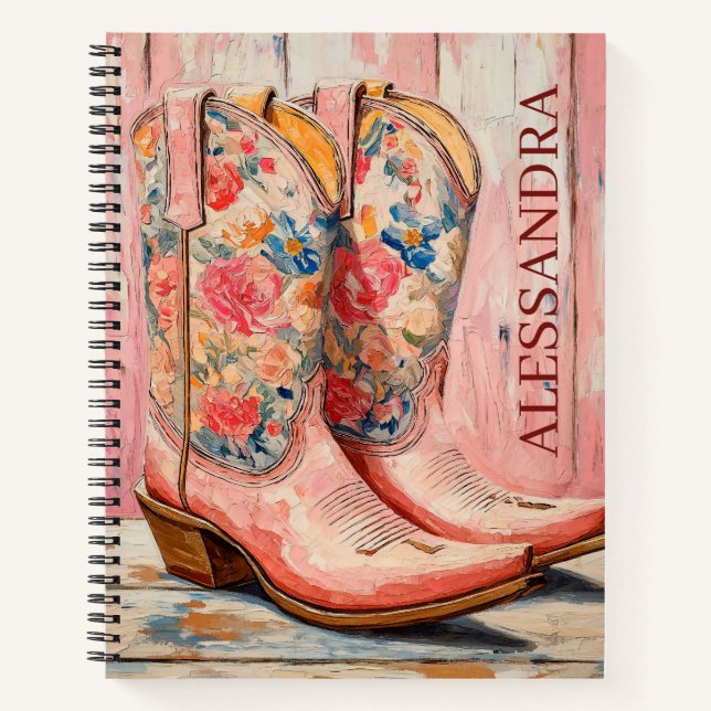 Cuaderno Boots de gallina casera rosa occidental (Anverso)