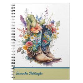 Cuaderno Boots de niña colorida con flores silvestres
