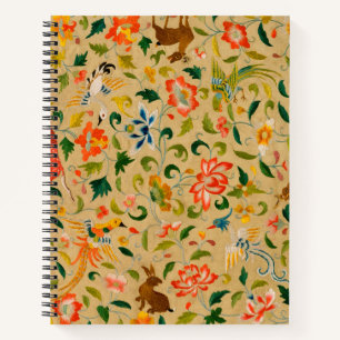 Cuaderno Bordado de Animales con Crewel Antiguo: Tapiz Anti