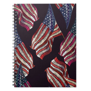 Cuaderno bordado de bandera estadounidense: patrón patrióti