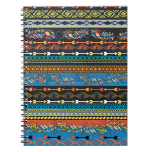 Cuaderno Bordados coloridos plumas étnicas simplificadas