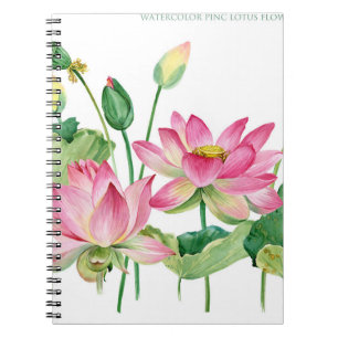Cuaderno Borde de acuarela de Lotus rosa