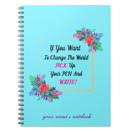 Cuaderno borde de panda floral con cita y personalizado ini