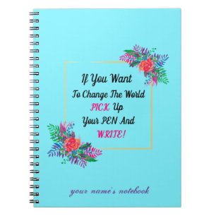 Cuaderno borde de panda floral con cita y personalizado ini