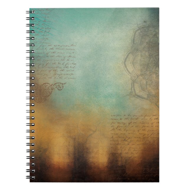 Cuaderno Borde de texto de mandala de fondo (Frente)