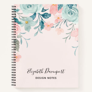 Cuaderno Borde floral rosa y verde