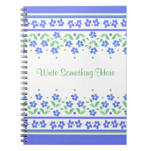 Cuaderno Borde floral verde azul perwinkle para personaliza