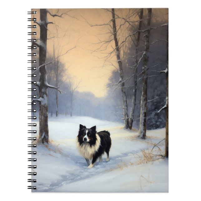 Cuaderno Border Collie Deja que nieve Navidad (Frente)