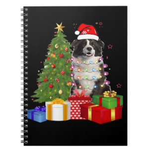Cuaderno Border Collie Divertido Árbol de Navidad Feliz Nav