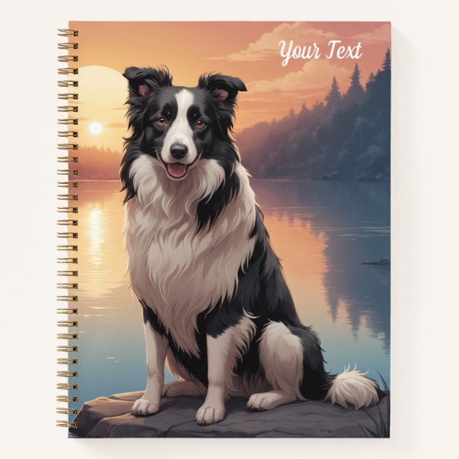 Cuaderno Border Collie junto al lago (Anverso)