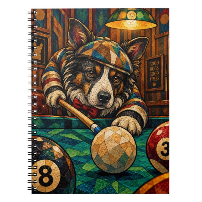 Cuaderno Border Collie, mosaico geométrico (Frente)