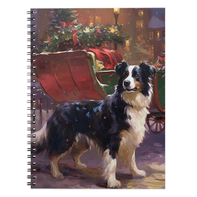Cuaderno Border Collie Temporada Navideña Festiva (Frente)