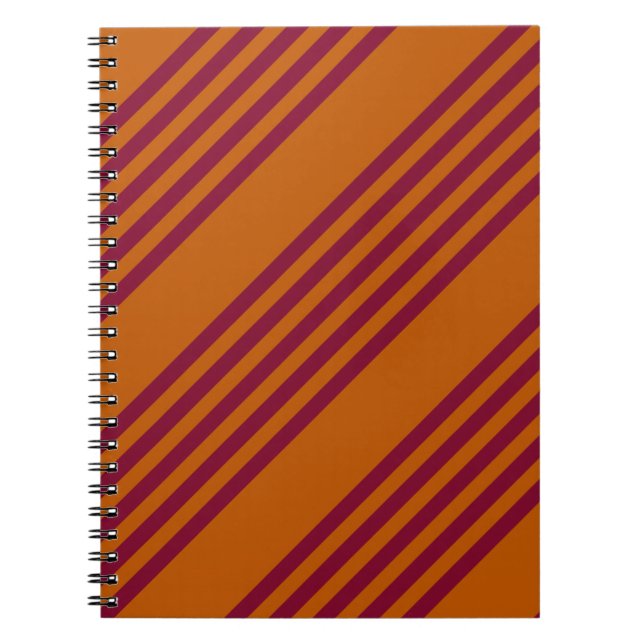 Cuaderno Borgoña rojo y naranja quemado patrón de cinco ray (Frente)