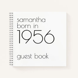 Cuaderno Born in 1956 Black 70th Party Guest Book