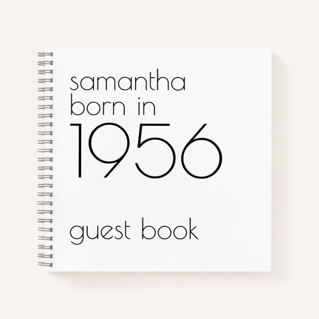 Cuaderno Born in 1956 Black 70th Party Guest Book (Anverso)
