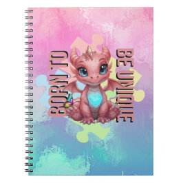 Cuaderno Born to Be Unique Cute Pink Dragon– Inspirational