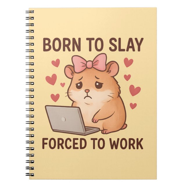 Cuaderno Born to Slay Forced to Work Funny Hamster Girly (Frente)