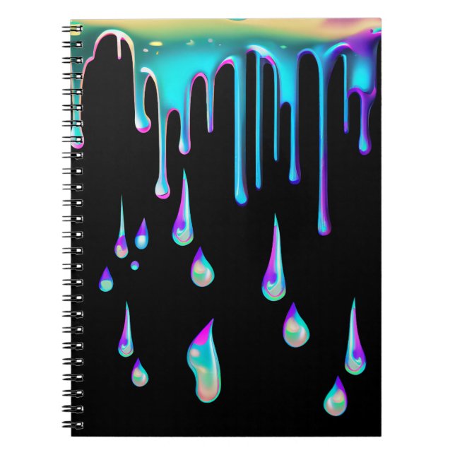 Cuaderno Borrador holográfico arcoiris negro metalizado (Frente)