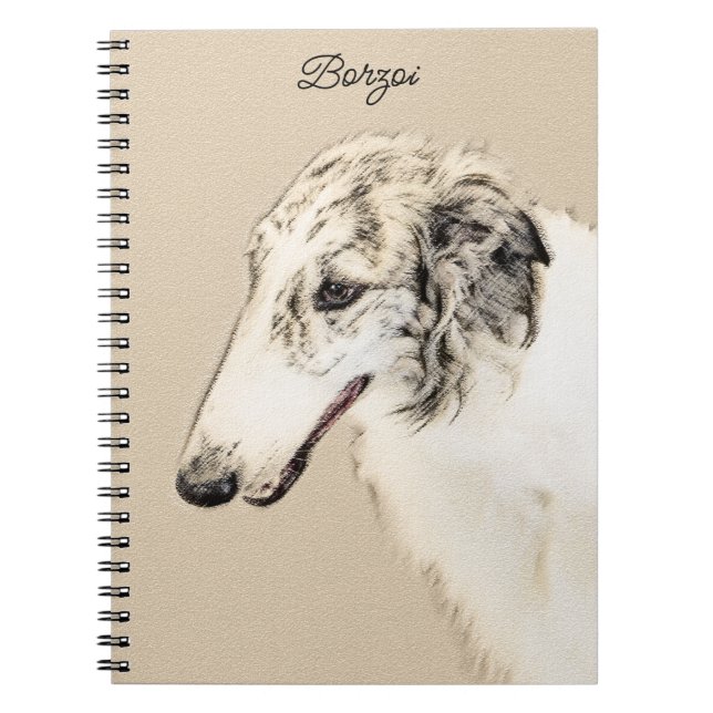 Cuaderno Borzoi (Brindle plateado) Pintura original de arte (Frente)