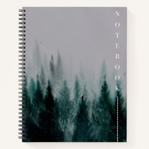 Cuaderno bosque acuático, invierno, arte de los bosques de 