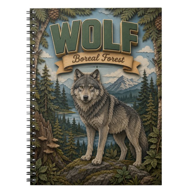 Cuaderno Bosque Boreal Lobo POPCUT (Frente)