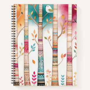 Cuaderno Bosque de árboles de aves nativos tribales estadou