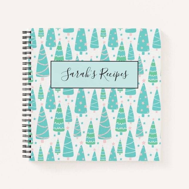 Cuaderno Bosque de árboles de Navidad Pastel (Anverso)