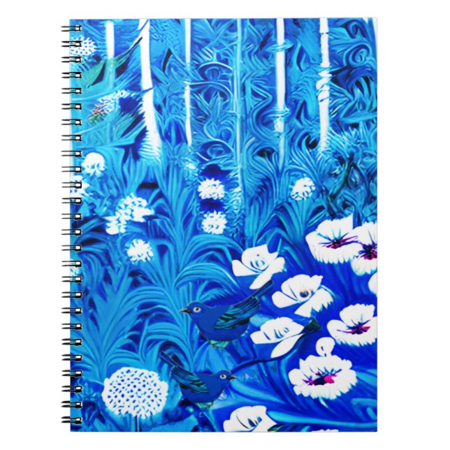Cuaderno Bosque de fantasía con flores y aves (Frente)