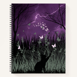 Cuaderno Bosque de gatos y mariposas místicos