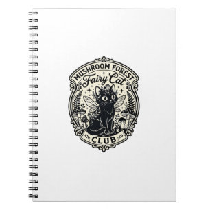 Cuaderno Bosque de Hongos Hada Gato Divertido Gráfico - Hon
