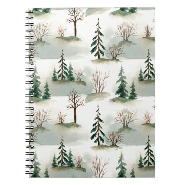 Cuaderno Bosque de Invierno: desenfoque verde de mano (Frente)