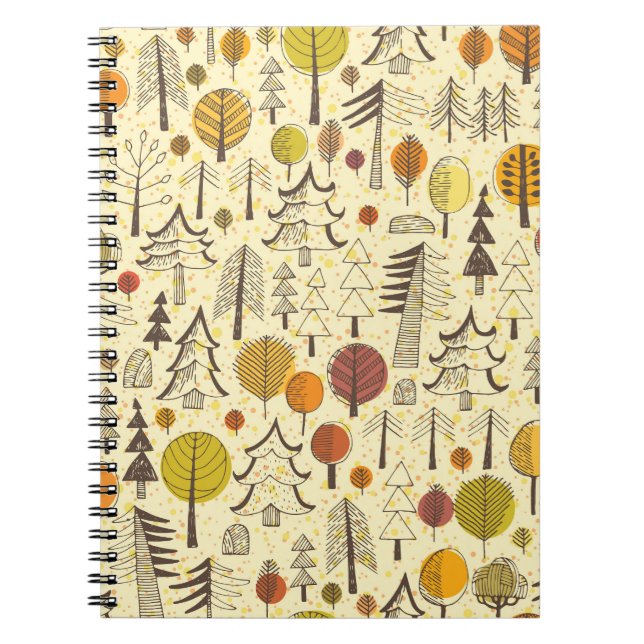 Cuaderno Bosque de Otoño: Patrón Gráfico Sin Marea. (Frente)