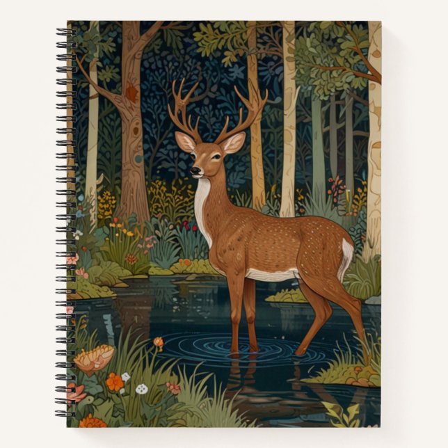 Cuaderno Bosque de renos boho y vegetación de bosques (Anverso)