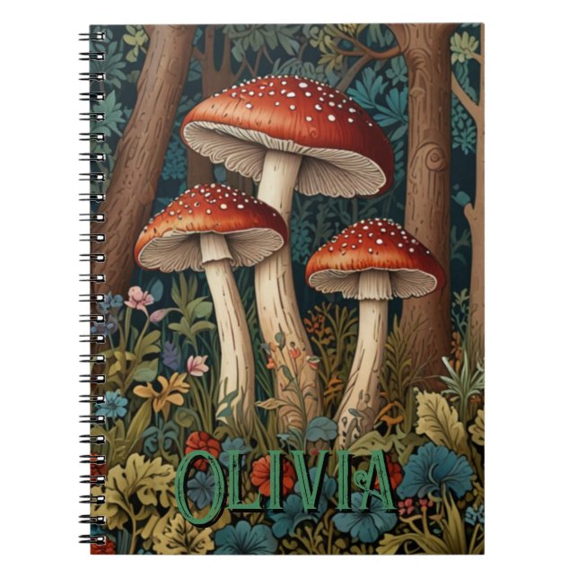 Cuaderno Bosque de setas retro elegante (Frente)