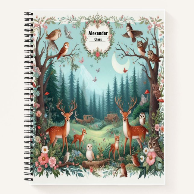 Cuaderno Bosque encantado de criaturas de bosques personali (Anverso)