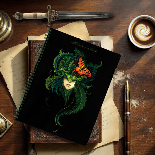 Cuaderno Bosque Encantador Mujer Dríada Mariposa Fantasía
